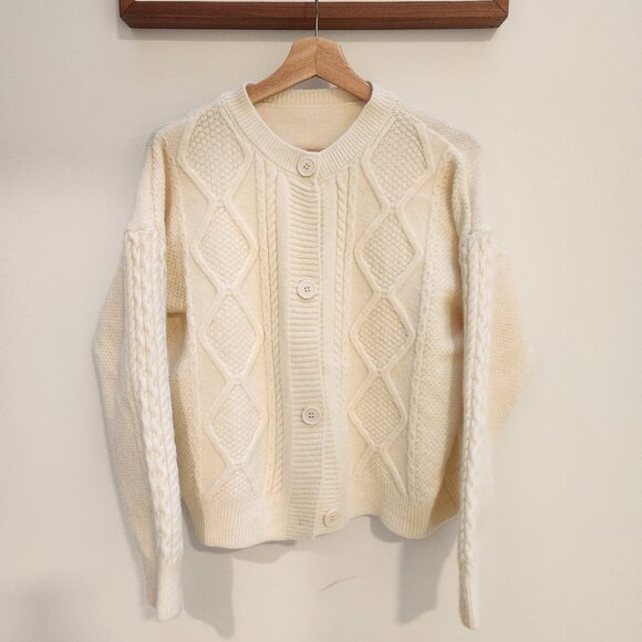 Soft cream wool cardigan - Picture 1 of 2